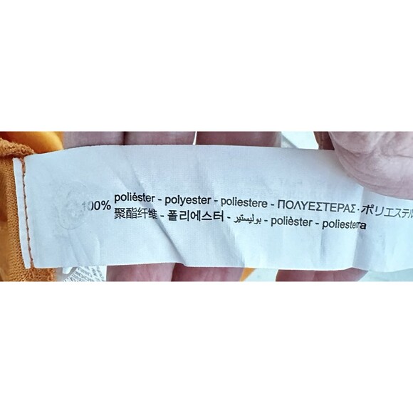 Zara Orange Floral Cap Sleeve Tie‎ Waist Stretch Midi Dress Sz M - Picture 16 of 16